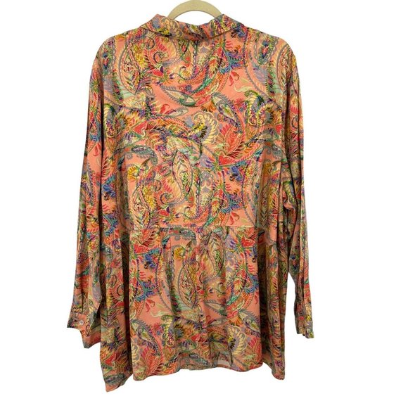 Soft Surroundings Plus Sz 3X Laia Paisley Pattern Rayon Blouse Tunic - Picture 2 of 8
